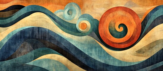 Poster - Dynamic Wave Patterns A Composition of Swirling and Twisting Motifs Reflecting Education Research and Modern Science Themes