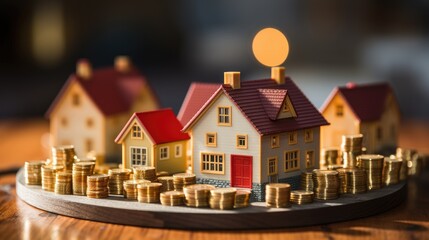 Sticker - An upward trend in the housing market indicating significant financial gains from rental income or real estate investments, symbolizing a booming property sector  