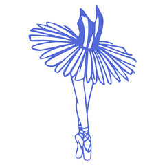 Wall Mural - A blue silhouette of a ballerina in a dancing pose with her arms and legs extended