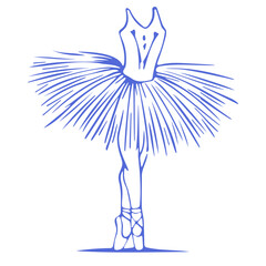 Wall Mural - A blue ballerina in a tutu performing a grand jeté with her arms and legs extended