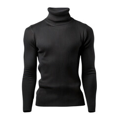 Stylish black turtleneck sweater in ribbed texture, perfect for casual and formal wear during colder seasons.