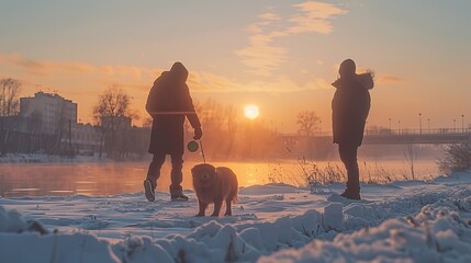 A man with disabilities walking with a dog assistance in the park