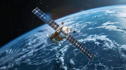 Poster - Satellite communication network, illustrating global connectivity