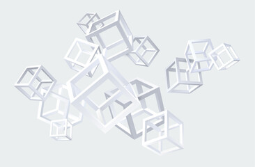 Wall Mural - 3d white cubes on light background. art geometric shapes.