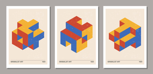 Wall Mural - set of minimal 20s geometric design posters