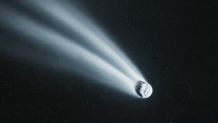 Wall Mural - A comet is seen in the sky with a bright light coming from it, AI