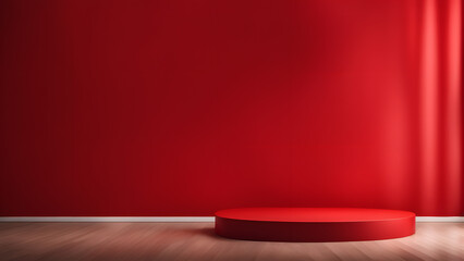 Wall Mural - A red podium is in front of a red wall