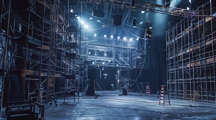 Poster - The integration of scaffolding in film and entertainment industries facilitates set construction, lighting installations,