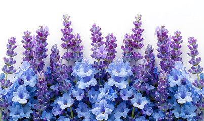 Wall Mural - Lavender flowers isolated on a white background in a close up photograph