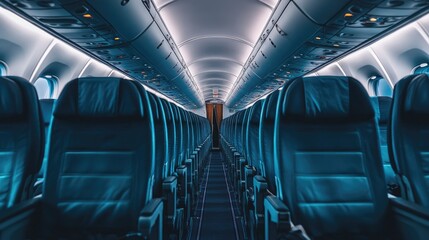 Empty seats in a small regional airplane, highlighting the compact layout and personal space