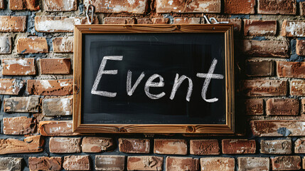 Aufkleber - Blackboard on a brick wall with the word event written on it