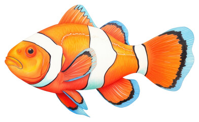 Poster - PNG Fish animal white background pomacentridae, digital paint illustration. AI generated image