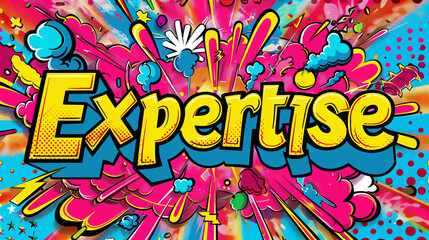 Aufkleber - Vibrant illustration showcasing skill with bold comic book-style lettering on a colorful backdrop