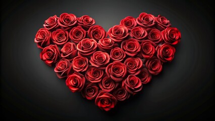  Luxurious panoramic header featuring a stunning heart-shaped arrangement of red roses on a sleek black background, perfect for romantic occasions and elegant events.
