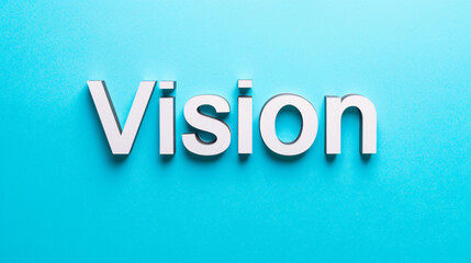 Aufkleber - Large white letters spelling out the word vision against a blue backdrop