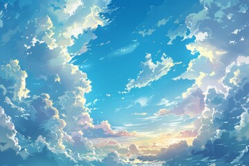 Wall Mural - Tranquil Cloudy Sky Backgrounds for Relaxing Vibes