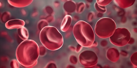 Wall Mural - A close up of red blood cells in motion. Concept of life and energy, as the red blood cells are in motion and appear to be actively circulating throughout the body