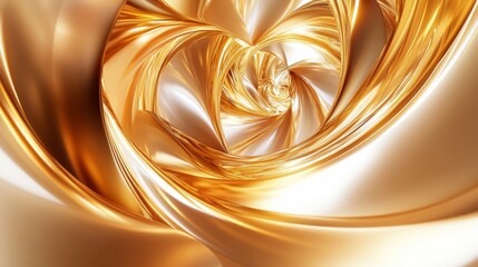 Wall Mural - Abstract 3D golden vortex with bright, swirling designs, evoking a luxurious and dynamic feel.