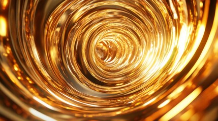 Aufkleber - Abstract 3D golden vortex with bright, swirling designs, evoking a luxurious and dynamic feel.