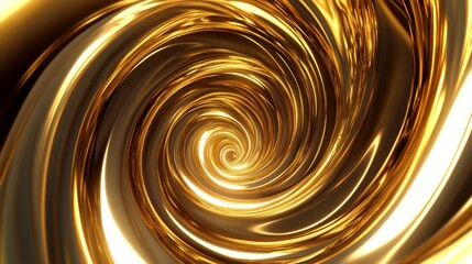 Wall Mural - Abstract 3D golden vortex with dynamic swirls, symbolizing power and luxury.