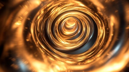 Aufkleber - Abstract 3D golden vortex with shimmering, radiant curves, symbolizing power and motion.