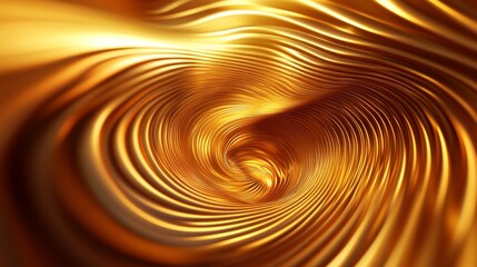 Aufkleber - Abstract 3D golden vortex with shimmering, radiant curves, symbolizing power and motion.