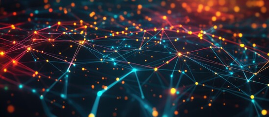 Poster - Digital technology network connection perspective illustration on a data driven background