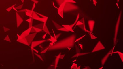 Poster - Abstract background with connecting dots and lines. Network connection structure. Geometric triangle background. Data technology and scientific illustration. Weave effect. 3d rendering. Animation 4K.