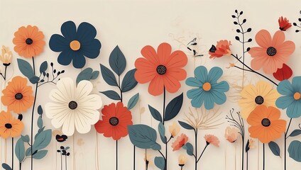 Minimalist colorful flower background