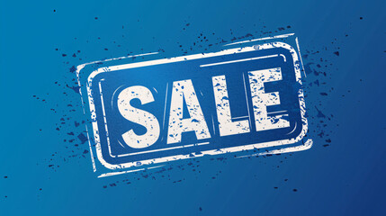 Poster - White grunge sale sign on blue background with copy space is a concept for sales