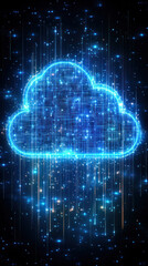 Poster - A blue cloud with a lot of stars is shown in the image. The cloud is surrounded by a blue light that makes it look like it's glowing. The image has a futuristic and otherworldly feel to it