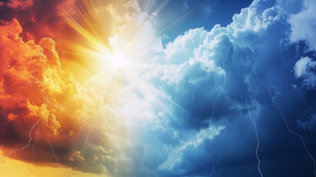Weather Forecast Collage Concept Background with seasonal variations