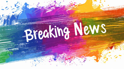 Poster - Breaking news message displayed on a vibrant painted backdrop with streaks and splatters