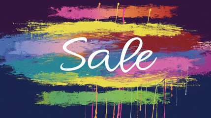 Poster - Vibrant painted backdrop exuding happiness with sale in white lettering