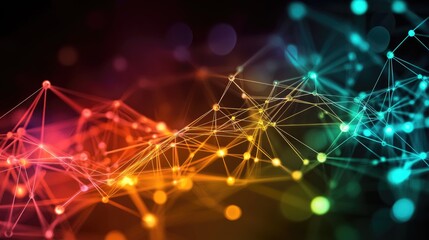 Abstract digital technology background with network colorful connection lines