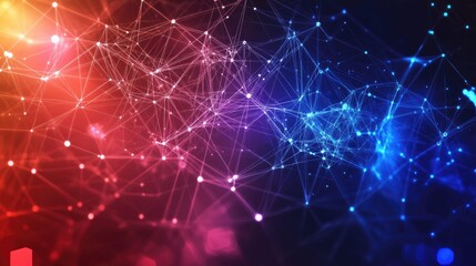 Abstract digital technology background with network colorful connection lines