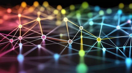 Abstract digital technology background with network colorful connection lines