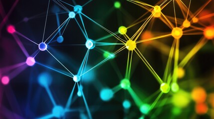Aufkleber - Abstract digital technology background with network colorful connection lines