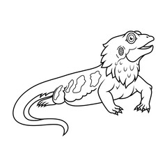 Wall Mural - Cartoon bearded dragon line art