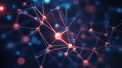 Fototapete - Abstract network connection with nodes