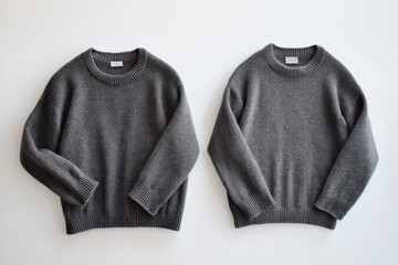 Wall Mural - Two dark gray knit sweaters on white background