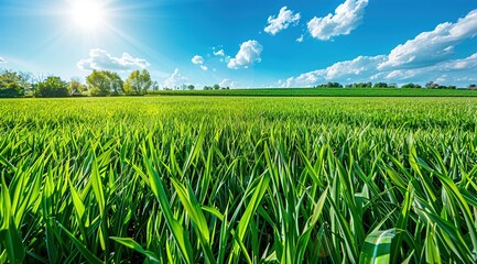 Canvas Print - green wheat field