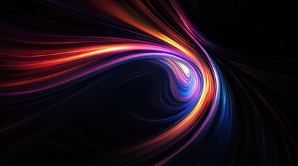 Poster - Abstract swirling neon light trails in a dark background