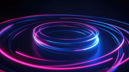 Aufkleber - Abstract swirling neon light trails in a dark background