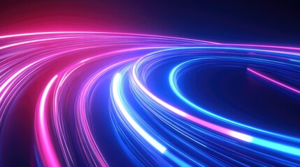 Poster - Abstract swirling neon light trails in a dark background