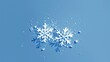 © Waa - The wind blew two snowflakes in the air, Flat geometric illustration, Wireless illustration, Pure blue background, Minimalist