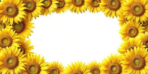 Wall Mural - Sunflower frame with space for text or photo, sunflower, frame, yellow, nature, floral, background, design, decoration