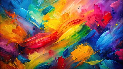 Poster - Vibrant abstract painting with bold brush strokes , art, colorful, vibrant, creativity, modern, abstract, canvas