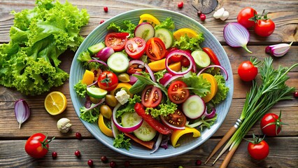 Wall Mural - Fresh and vibrant salad vegetables for a healthy meal, salad, vegetables, fresh, clean, non-toxic, organic, colorful