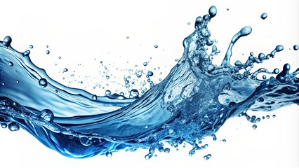 Wall Mural - Isolated water splash with blue bubbles and flowing motion, water, splash,background, motion, flow, bubbles, blue, isolated